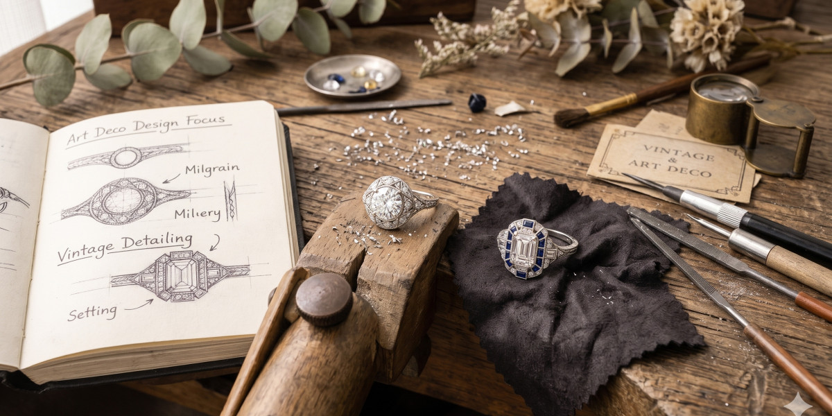 Hidden Halo Engagement Ring Meets Antique Engagement Bands
